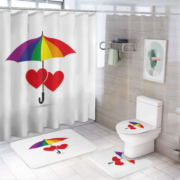 Hearts Umbrella Love on a shower curtain