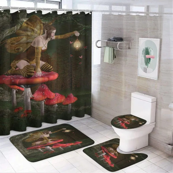 Mythical Fairy Mushroom on a shower curtain