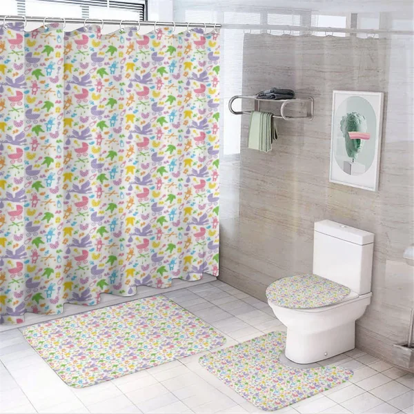 Newborn Toys Stroller on a shower curtain