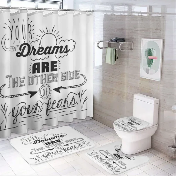 Optimistic Winner Slogan on a shower curtain