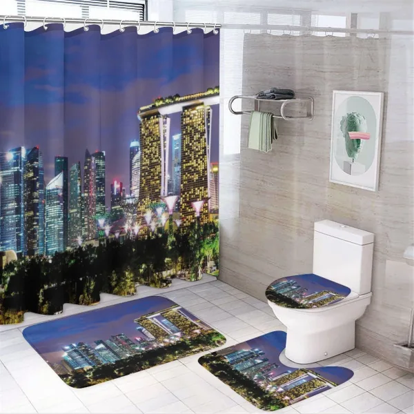 Singapore City on a shower curtain
