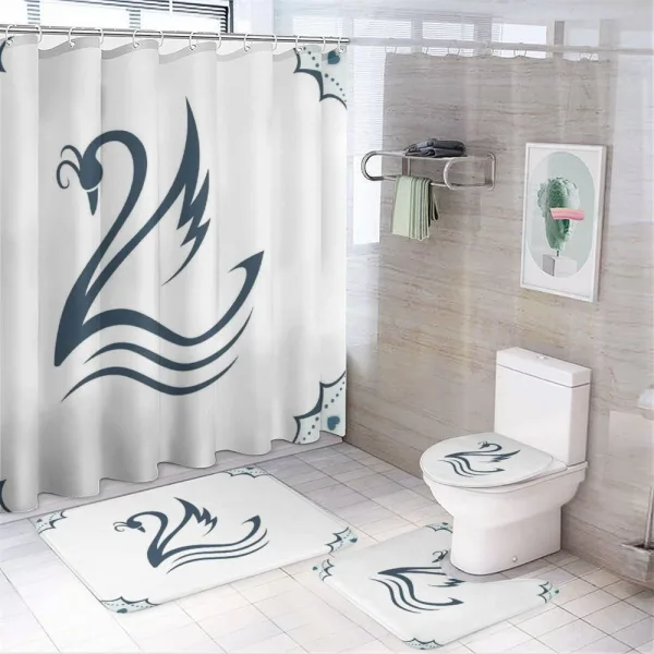 Swan with Curves on a shower curtain