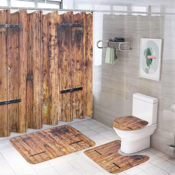 Timber Planks in Pale Tones on a shower curtain