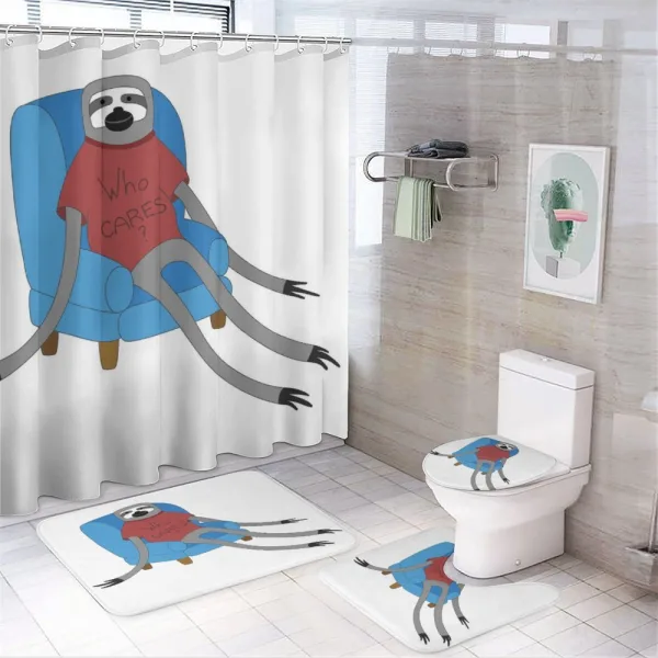 Urban Sloth Who Cares on a shower curtain
