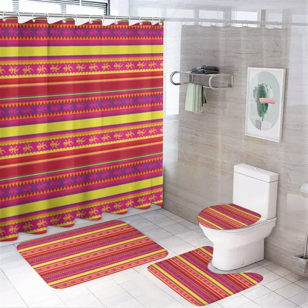 Vibrant Lizard Folklore on a shower curtain