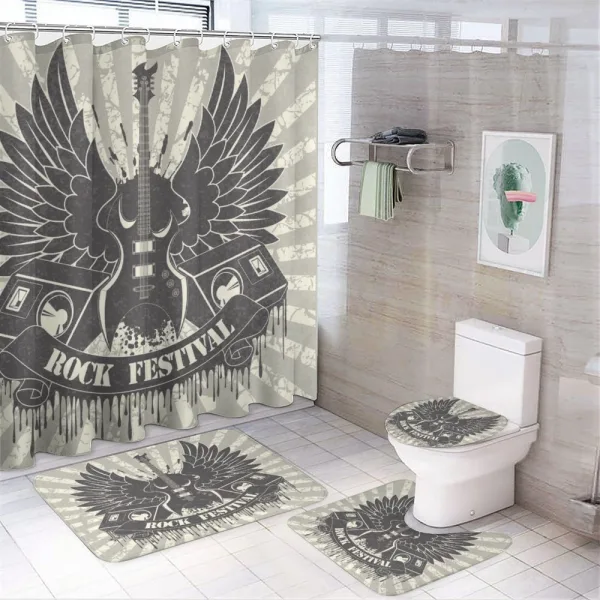 Winged Instrument on a shower curtain