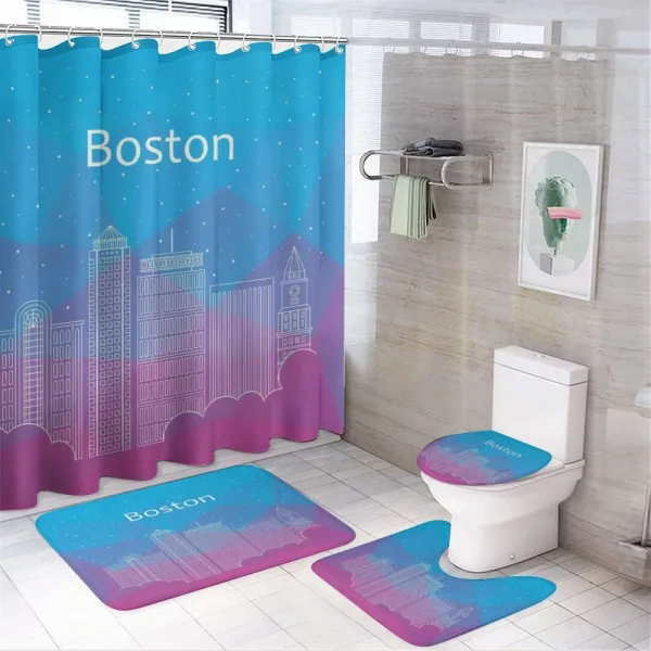 Buildings and Clouds on a shower curtain