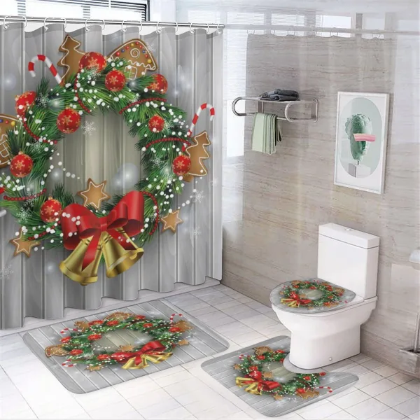 Garland with Noel Cookies on a shower curtain