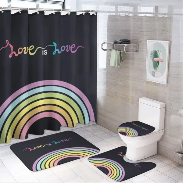 Love is Love Rainbow Lines on a shower curtain