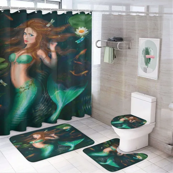 Mermaid Lake Lilies on a shower curtain
