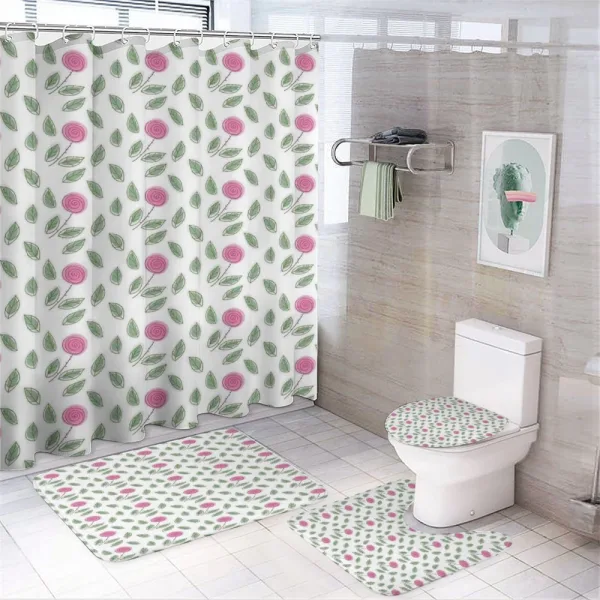 Modern Style Pink Blossoms on a shower curtain
