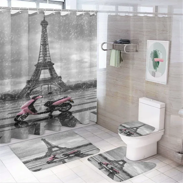 Paris Scene Moped on a shower curtain