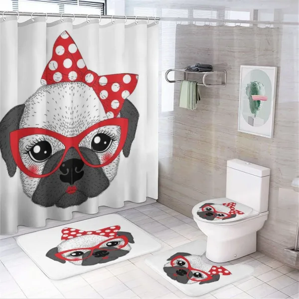 Pin up Retro Female Pet on a shower curtain