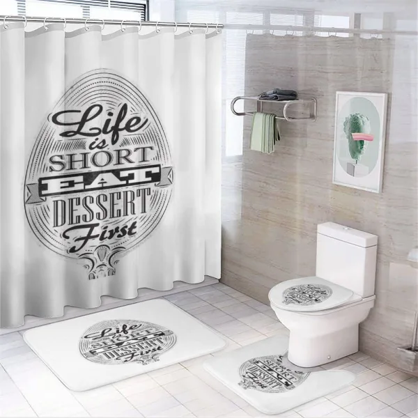 Retro Eat Dessert on Spoon on a shower curtain