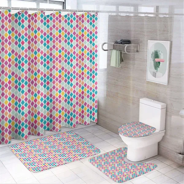 Rhombus Shapes Abstract on a shower curtain