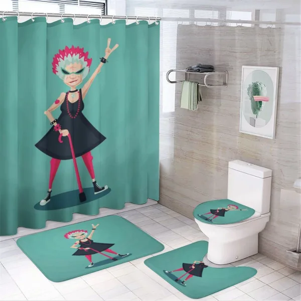 Rocker Old Lady on a shower curtain