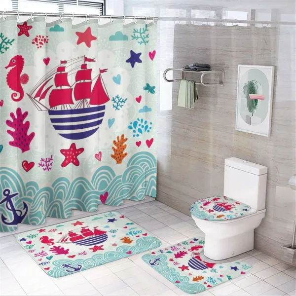 Sailing Ship Anchor Sea on a shower curtain
