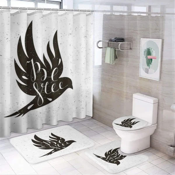 Be Free Text on Flying Bird on a shower curtain