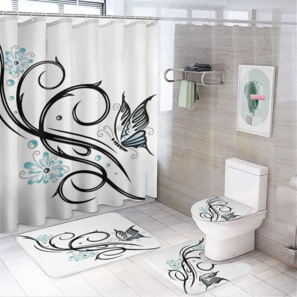 Butterfflies and Leaves on a shower curtain