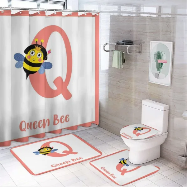 Cartoon Animal Letter Q on a shower curtain