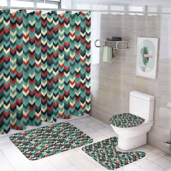 Chevron Herringbone Retro on a shower curtain