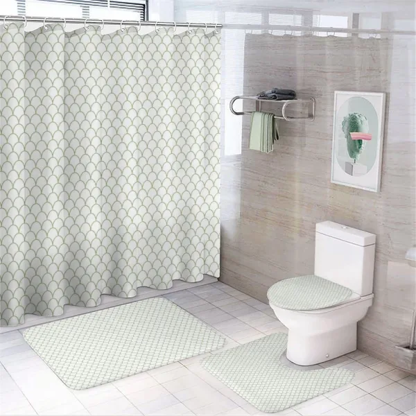 Flake Style Green Waves on a shower curtain