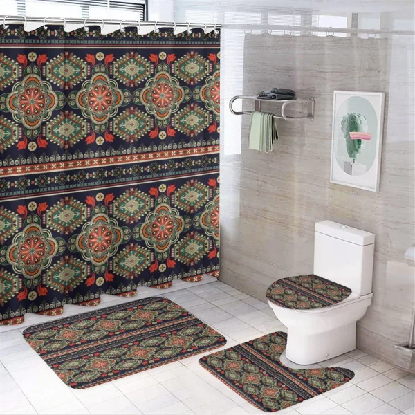 Floral Geometric Shapes on a shower curtain