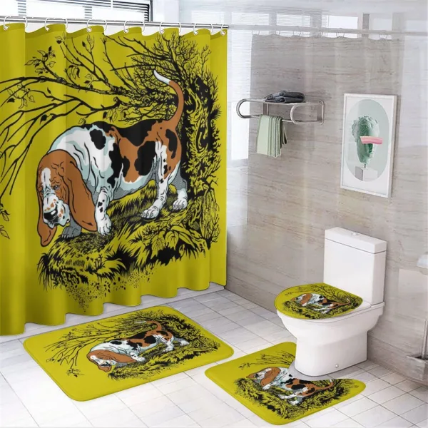 Hunting Dog Woods on a shower curtain