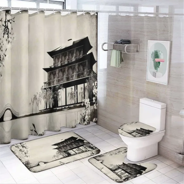Landscape of Far East on a shower curtain