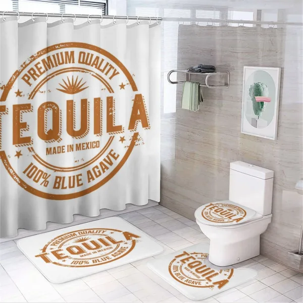 Mexican Drink Retro Stamp on a shower curtain