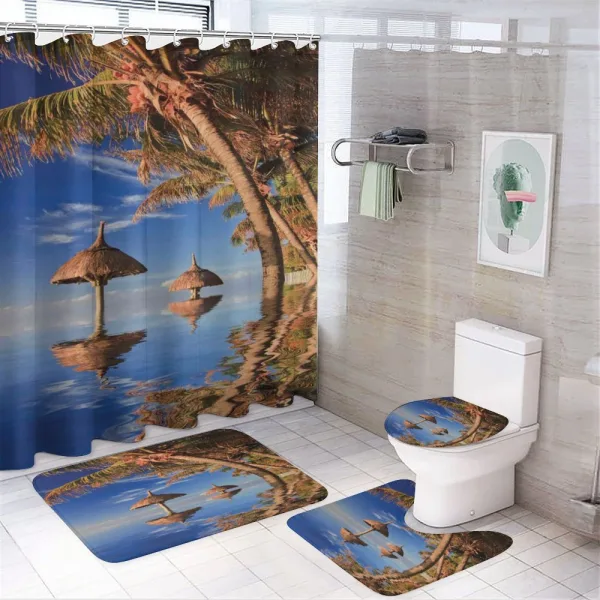 Palm Trees Calm Ocean on a shower curtain