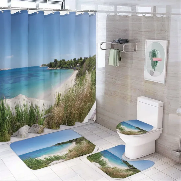 Panoramic Sandy Coastline on a shower curtain