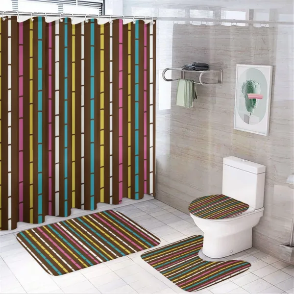 Rainbow Bamboo Sticks on a shower curtain