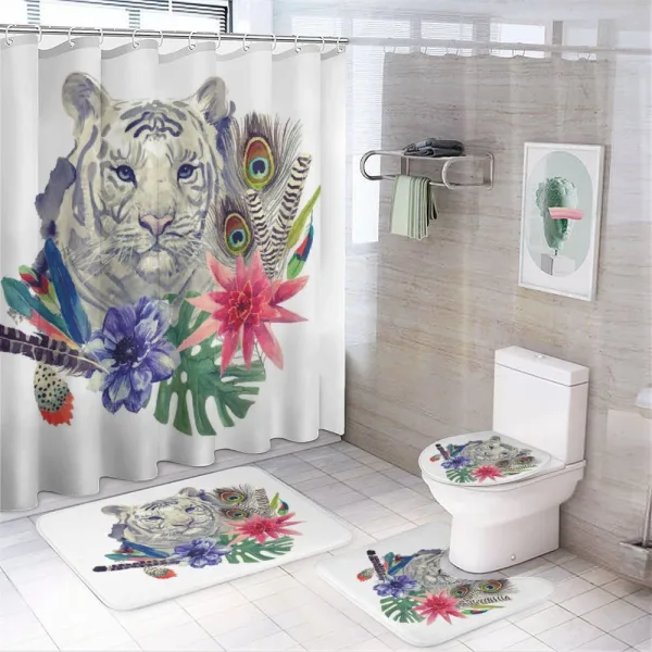 Retro Feline Cat on a shower curtain