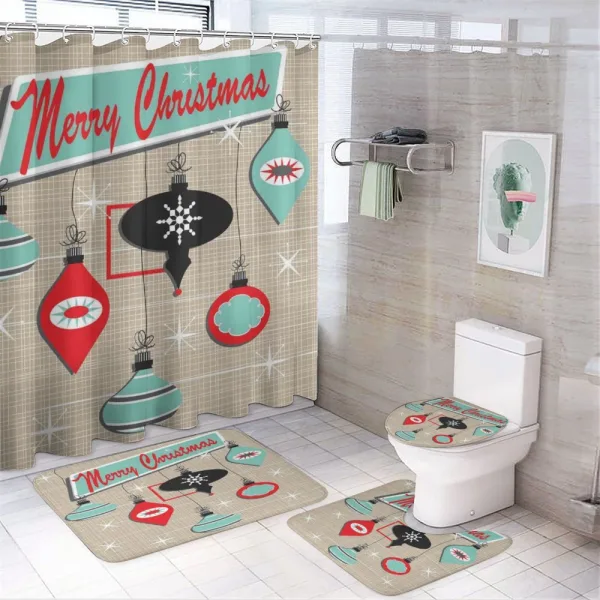 Retro Noel Slogan on a shower curtain