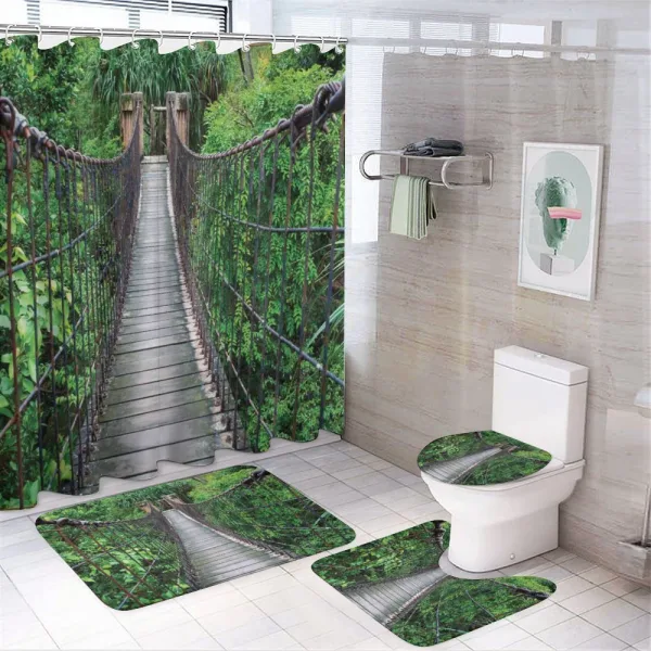 Rope Bridge in a Rainforest on a shower curtain