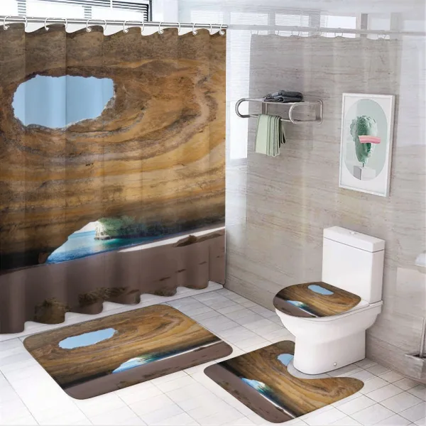 Sea Cave Benagil Portugal on a shower curtain