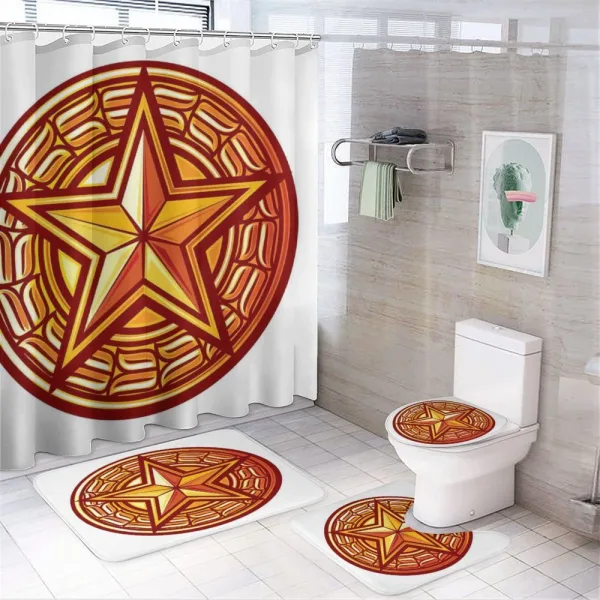 Seal Design in Warm Tones on a shower curtain