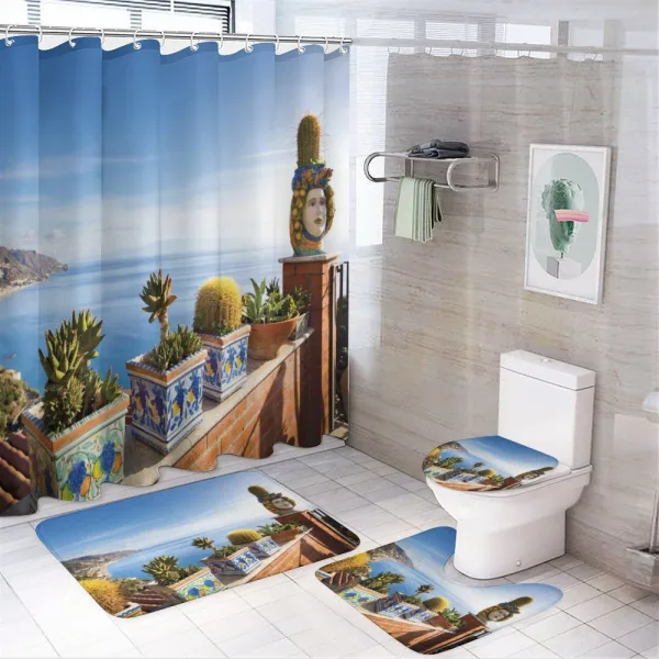 Taormina Coastline Photo on a shower curtain