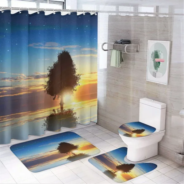 Tree Silhouette Farm on a shower curtain