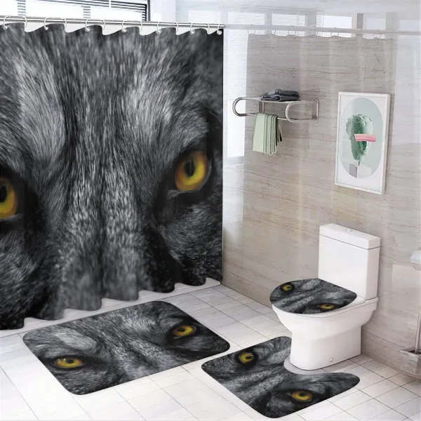 Wild Wolf Dangerous Mammal on a shower curtain