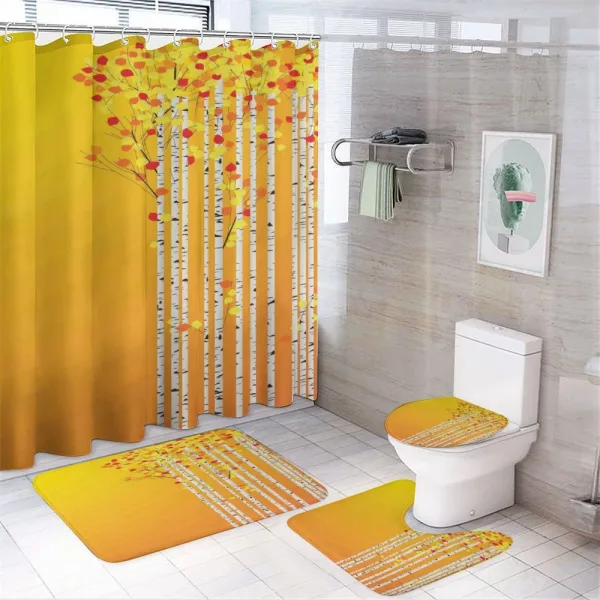 Autumn Season Birch Foliage on a shower curtain