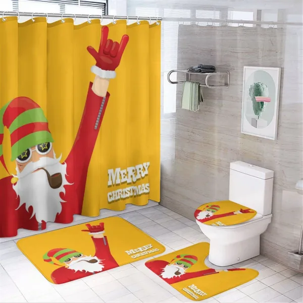 Biker Santa Smoking Pipe on a shower curtain