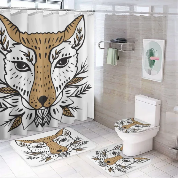 Botanical Ornament Animal Head on a shower curtain