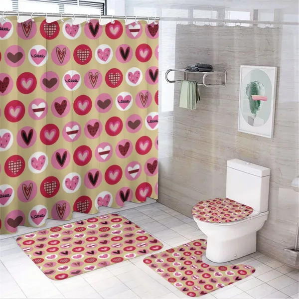 Cartoon Style Hearts on a shower curtain