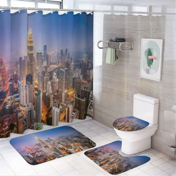 City Skyline District on a shower curtain