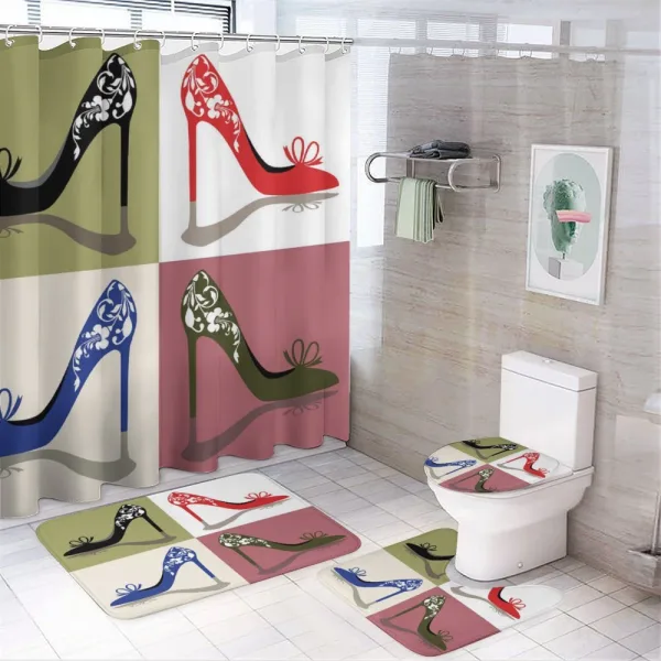 Floral Ornamental Shoes on a shower curtain