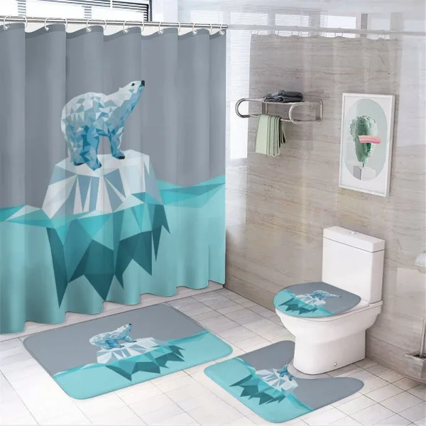 Fractal Bear Iceberg on a shower curtain