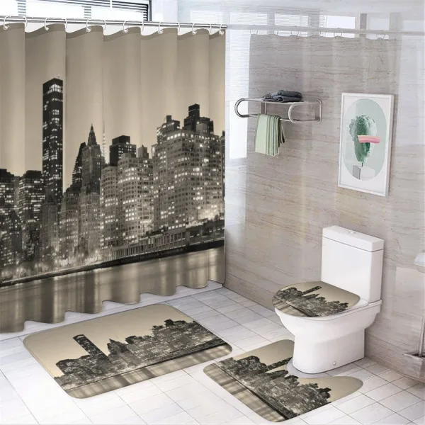Manhattan City Night on a shower curtain