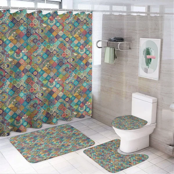 Oriental Motifs on a shower curtain